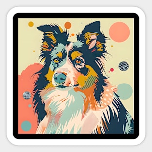 70s Collie Vibes: Pastel Pup Parade Sticker